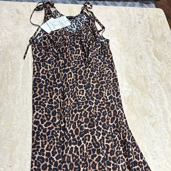 ANINE BING 2026 FLORA MAXI DRESS IN LEOPARD PRINT Size S MSRP $400 - Picture 5 of 6